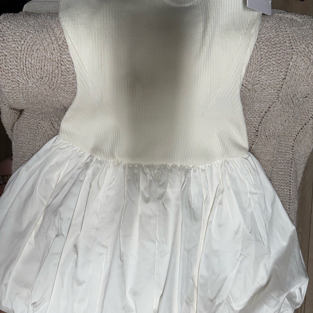 Reformation Cream Ribbed Knit Sweater